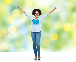 Image showing happy african american young woman over white