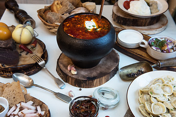 Image showing Russian food table