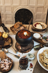 Image showing Russian food table