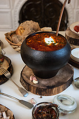 Image showing Russian borsch at pot