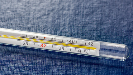 Image showing Mercury thermometer with high temperature