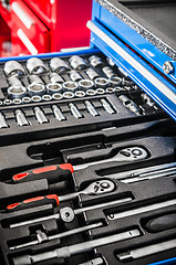 Image showing Toolbox in the workshop, close-up