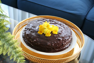 Image showing Chocolate cake with ganache