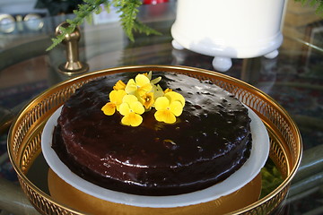 Image showing Chocolate cake with ganache