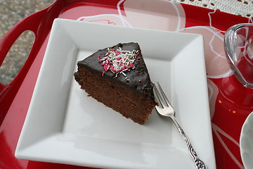 Image showing Piece of chocolate cake