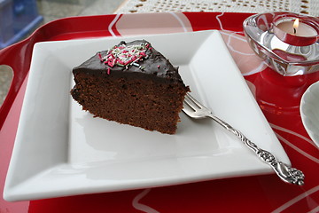 Image showing Piece of chocolate cake