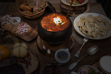 Image showing Russian food table