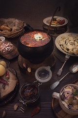 Image showing Russian food table