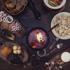 Image showing Russian food table