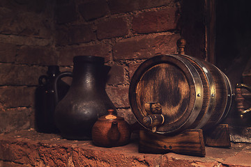 Image showing barrels in the wine cellar