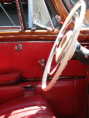 Image showing Interior view of an antique car