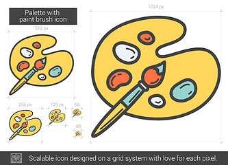 Image showing Palette with paint brush line icon.