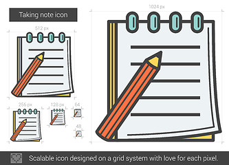 Image showing Taking note line icon.