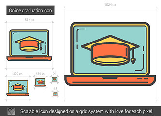 Image showing Online graduation line icon.