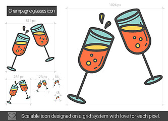 Image showing Champagne glasses line icon.