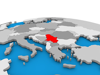 Image showing Serbia on globe in red