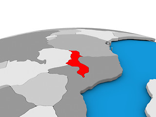 Image showing Malawi on globe in red