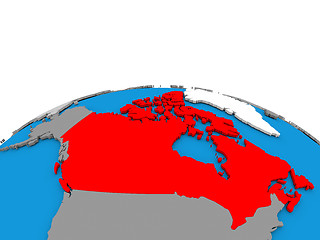 Image showing Canada on globe in red