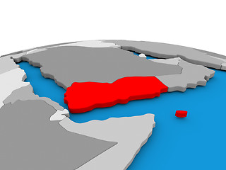 Image showing Yemen on globe in red