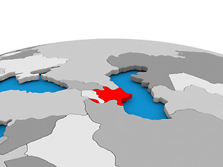 Image showing Azerbaijan on globe in red