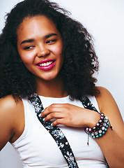 Image showing young pretty african american teenage girl with fashion make up, lifestyle people concept 