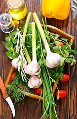 Image showing garlic and aroma herb