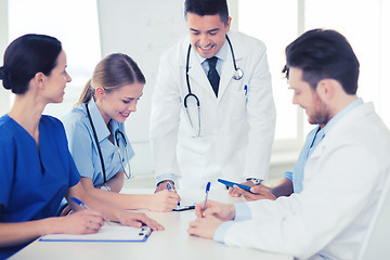 Image showing group of happy doctors meeting at hospital office