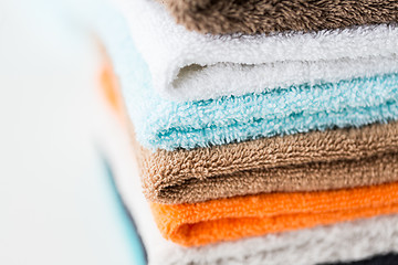 Image showing close up of stacked bath towels