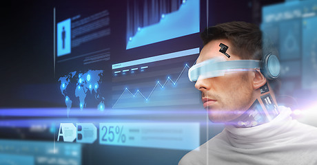 Image showing man with futuristic glasses and sensors