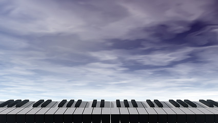 Image showing piano keyboard in front of dark blue sky - 3d illustration