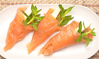 Image showing appetizers with red fish