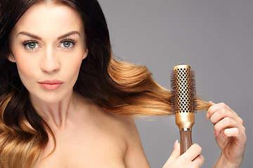 Image showing Modeling hair. Modeling hair brush.