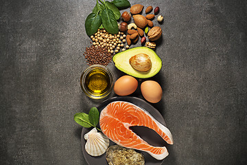 Image showing Healthy food with salmon fish