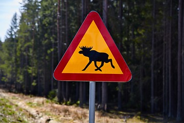 Image showing Moose roadsign in Sweden
