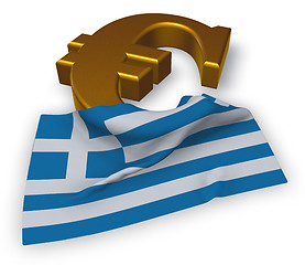 Image showing euro symbol and greek flag - 3d illustration