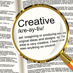 Image showing Creative Definition Magnifier Showing Original Ideas Or Artistic