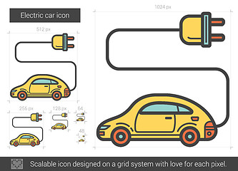 Image showing Electric car line icon.