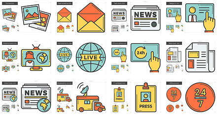 Image showing Journalism line icon set.