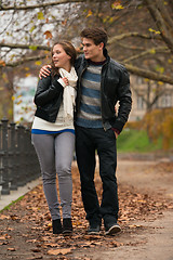 Image showing Happy young Couple in Autumn Park