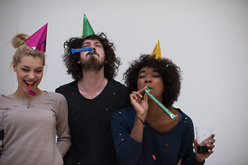 Image showing confetti party multiethnic group of people