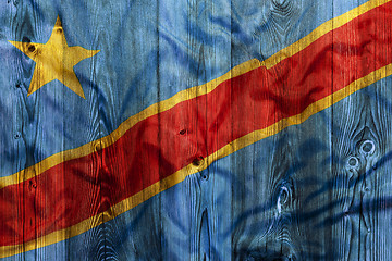 Image showing National flag of Congo, wooden background