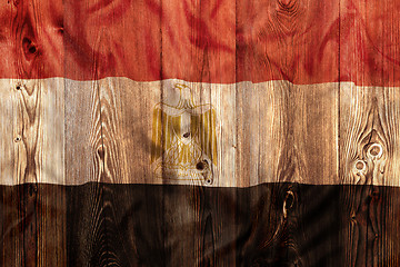 Image showing National flag of Egypt, wooden background