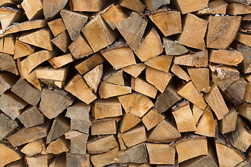 Image showing Wooden stacks, firewood