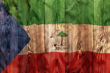 Image showing National flag of Equatorial Guinea, wooden background