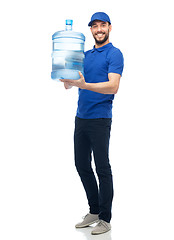 Image showing happy delivery man with bottle of water