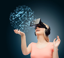 Image showing woman in virtual reality headset or 3d glasses