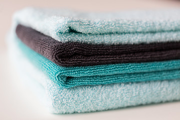 Image showing close up of stacked bath towels