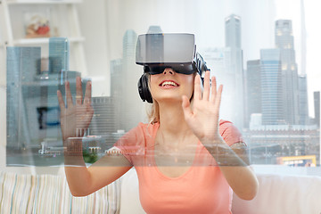 Image showing woman in virtual reality headset with city