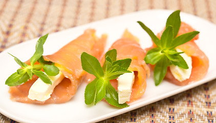 Image showing appetizers with red fish