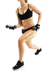 Image showing Slimming workout, the body of a woman in lingerie sports women's buttocks